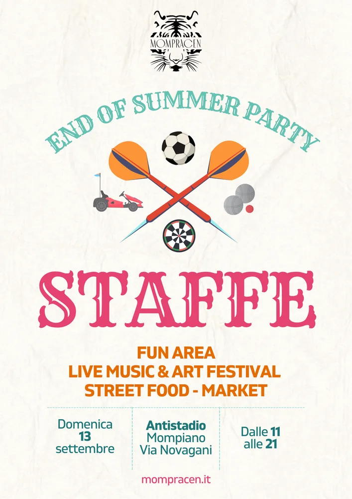 La locandina della Staffe 2026: fun area, live music & art festival, street food e market. Domenica 13 settembre all'Antistadio di Mompiano, dalle 11 alle 21.