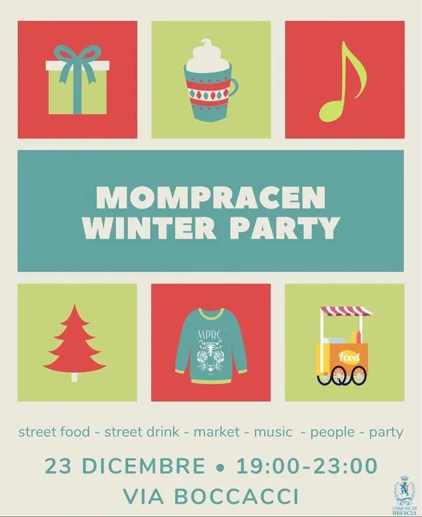 Locandina del Mompracen Winter Party 2022 in via Boccacci